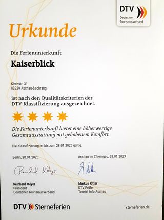 Klassifizierungsurkunde DTV