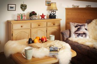 Wohnbereich mit winterlicher Dekoaration