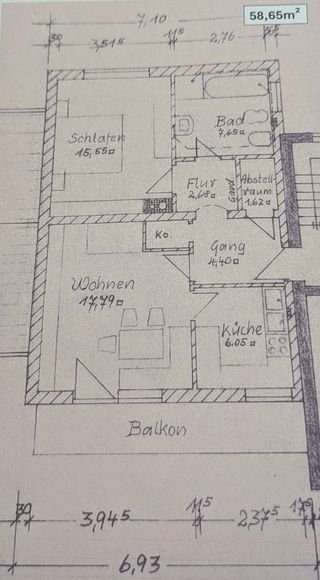 Grundriss 59 m²