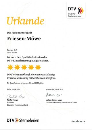 Aktuelle DTV-Urkunde vom 06.04.2025