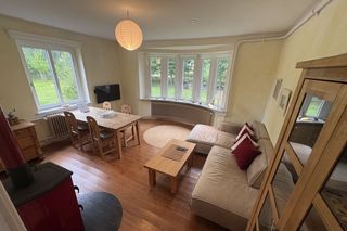 Wohnzimmer Ferienwohnung Gartenblick