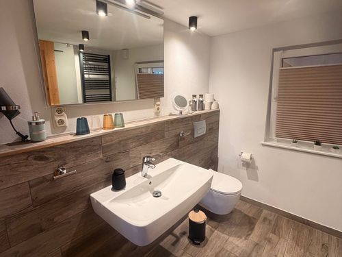Badezimmer im Erdgeschoss mit Dusche und WC Badezimmer im Erdgeschoss mit Dusche und WC