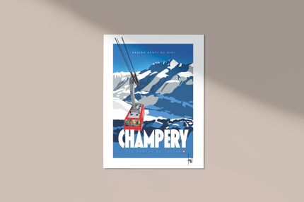 Poster Danny Touw - Champéry - Téléphérique / Petit format