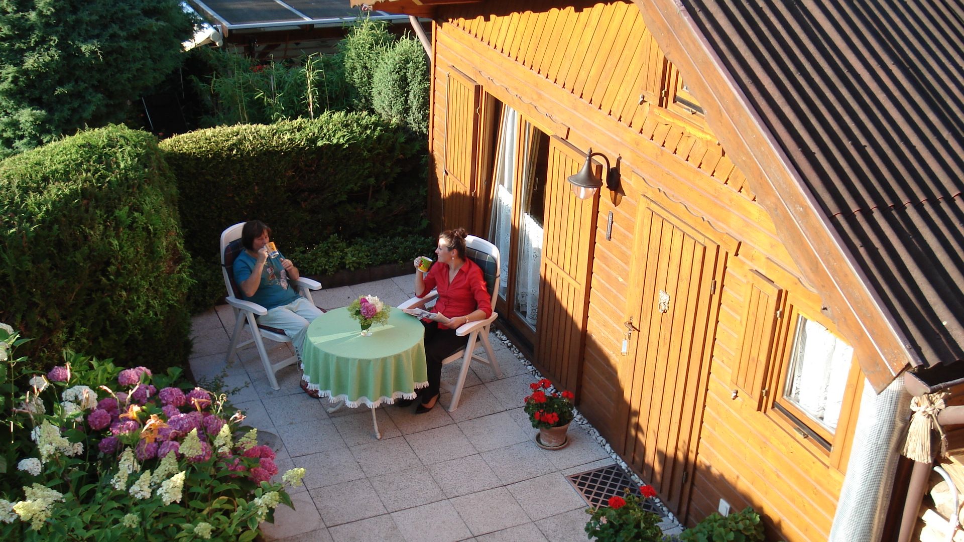 Blick auf die Terrasse Ferienhaus Wenzel
