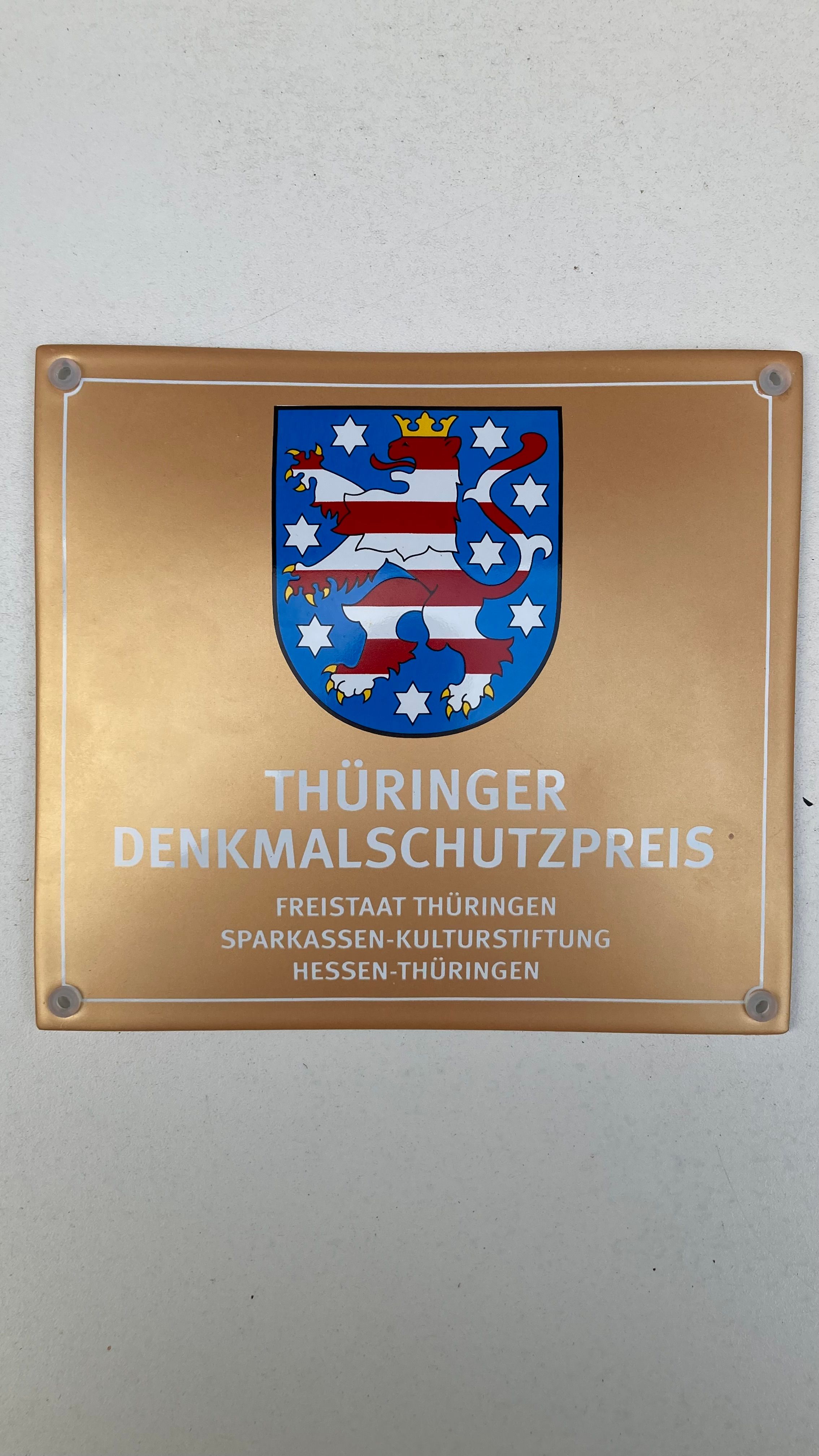 Thüringer Denkmalschutzpreis 2026 Plakette neu